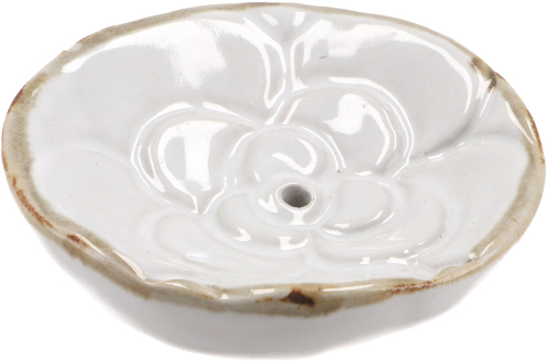 Keramik Rucherteller - Blte wei - 2x7x7 cm 