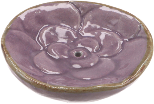 Keramik Rucherteller - Blte violett - 2x7x7 cm 