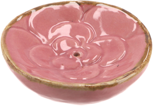 Keramik Rucherteller - Blte rosa - 2x7x7 cm 