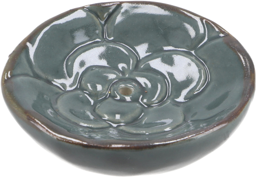 Ceramic smoking plate - Blossom blue-green - 2x7x7 cm 