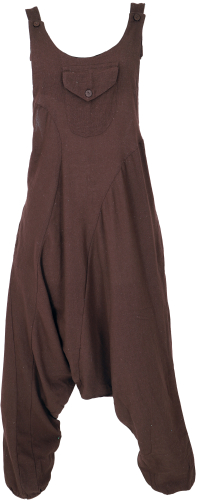Natural boho dungarees, jumpsuit, airy jumpsuit - dark brown