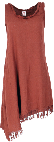 Natrliches Tunikakleid, asymetrisches Boho Kleid - rostorange