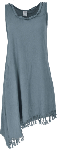 Natrliches Tunikakleid, asymetrisches Boho Kleid - blaugrau