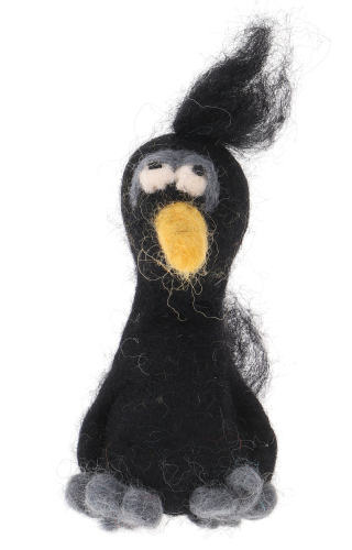 Handmade felt finger puppet - raven - 9x4x3 cm 