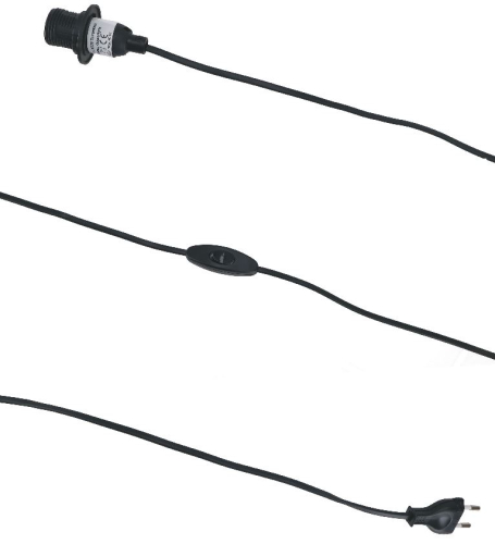 Anschlusskabel, Steckerleitung, Zuleitung, Lampen Kabel mit Schalter und Fassung  einzeln verpackt - 2m - schwarz / E14  - 0,1x2x0,2 cm 