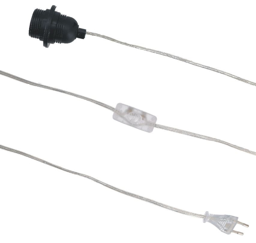 Connection cable, plug cable, supply cable, lamp cable with switch and socket individually packaged - 2m - transparent/E27 - 0,1x2x0,2 cm 
