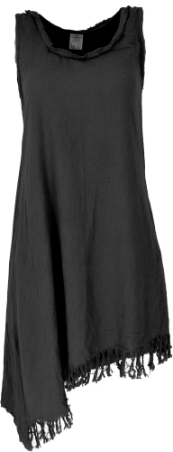 Natrliches Tunikakleid, asymetrisches Boho Kleid - schwarz