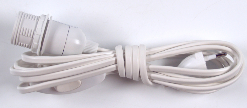 Anschlusskabel, Steckerleitung, Zuleitung, Lampen Kabel mit Schalter und Fassung  einzeln verpackt - 4m - weiß / E14 - 0,1x4x0,2 cm 