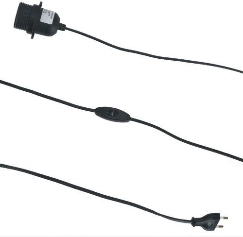 Connection cable, plug cable, supply cable, lamp cable with switch and socket individually packaged - 4m - black/E27 - 0,1x4x0,2 cm 