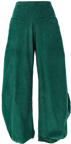 Wide corduroy harem pants, fine corduroy boho pants - emerald green