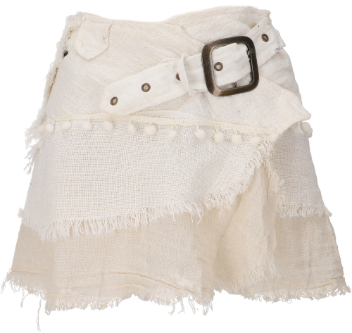 Goa mini skirt, wrap skirt, tribal cacheur, layered skirt - natural white