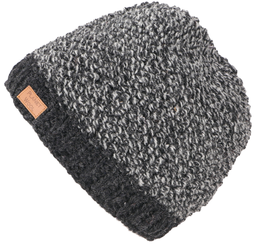 Cozy hand-knitted wool hat with pearl pattern, winter hat - anthracite/grey