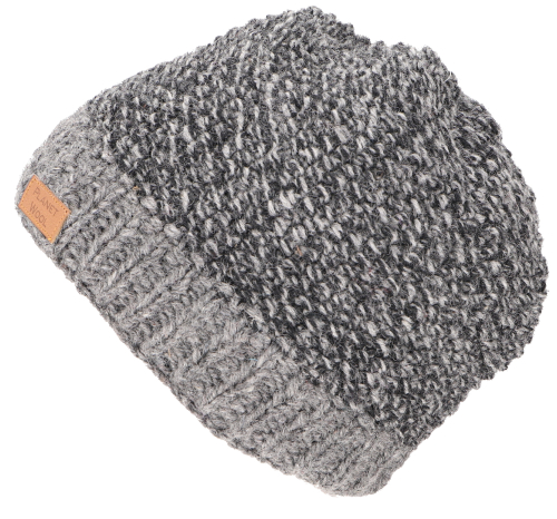 Cozy hand-knitted wool hat with pearl pattern, winter hat - grey/anthracite