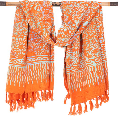 Bali batik sarong, wall hanging, wrap skirt, sarong dress, beach scarf - Design 32/orange - 160x100 cm