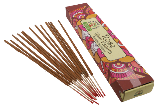 Natural Massala incense sticks from South India - Rose with Vanilla - 23x4,5x2 cm 