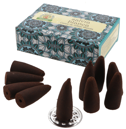 Natural incense cones from South India - white Sage - 23x4,5x2 cm 
