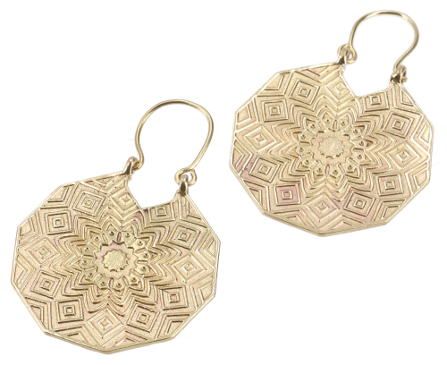 Tribal earrings made of brass, boho ethnic earrings, goa jewelry - Model 7/gold - 4,5 cm 3,5 cm