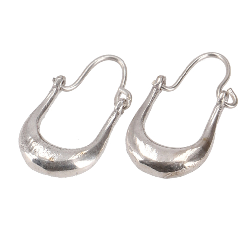 Tribal earrings made of brass, boho ethnic earrings, goa jewelry - Model 8/silver - 3x1,5 cm