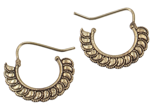 Golden tribal earrings, ethnic earrings made of brass gold - 2,5x2,5 cm