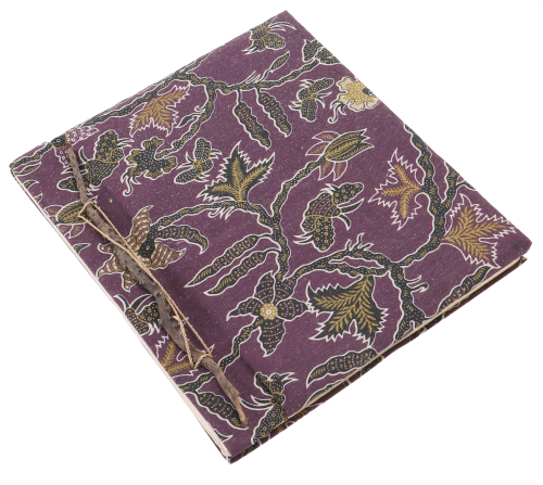Handmade photo album with batik cover - purple - 27x23x3 cm 
