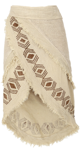 Goa wrap skirt, tribal layered look skirt, boho skirt - light beige