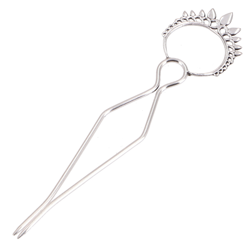 Goa hair pin, brass hair stick, hippie hair clip Trishula - crown/silver - 15,5 cm