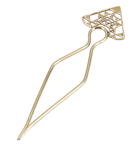 Goa hair pin, brass hair stick, hippie hair clip, boho hair fork - Tribelt/gold - 13,5 cm