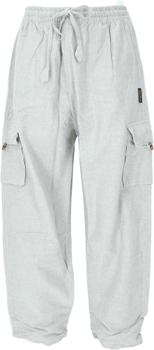 Yoga pants, Goa cotton pants with 2 patch pockets - light gray