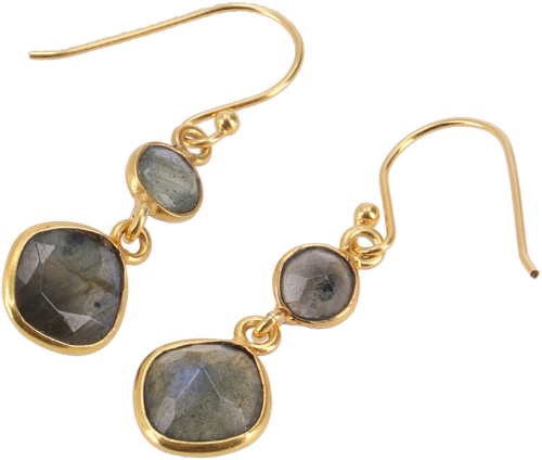 Gold-plated boho earrings in sterling silver, precious earrings - labradorite - 2,5x1,3x0,6 cm 