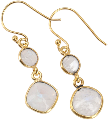 Gold-plated boho earrings in sterling silver, elegant earrings - moonstone - 2,5x1,3x0,6 cm 