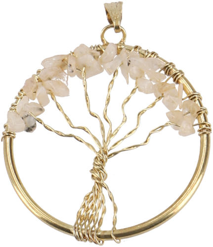 Tree of life amulet, golden pendant `Tree of life` - citrine/gold 3,5 cm