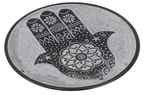 Indian incense holder  10 cm made of soapstone, candle plate - Fatima`s hand