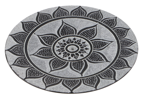 Indischer Rucherstbchenhalter  10 cm aus Speckstein, Kerzenteller - Mandala/Blume