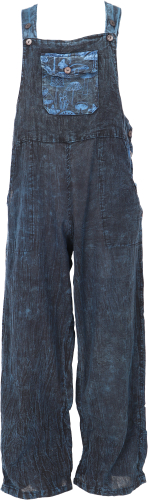 Latzhose, Boho Overall, Unisex Baumwoll Latzhose mit geradem Bein - blau
