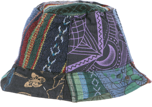 Summer hat, patchwork floppy hat, fisherman`s hat, sun hat - blue