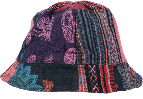 Summer hat, patchwork floppy hat, fisherman`s hat, sun hat - wine red