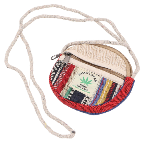 Round ethno patchwork wallet, pencil case, neck pouch - colorful/beige - 12x12x2 cm  12 cm