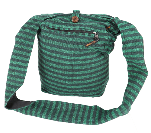 Sadhu Bag striped, Goa bag, shoulder bag - dark green - 35x35x25 cm 