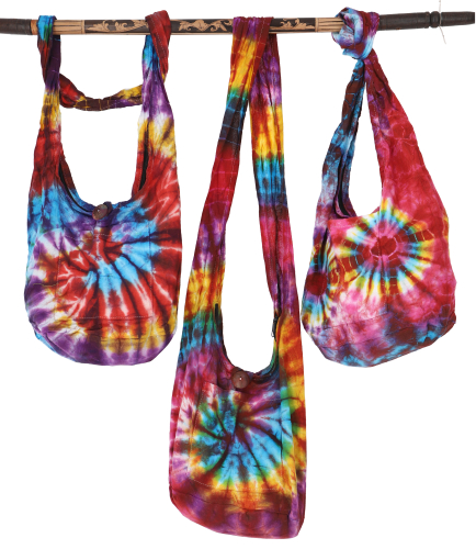 Small batik bag, hippie bag, goa shoulder bag - red/pink - 30x28x15 cm 