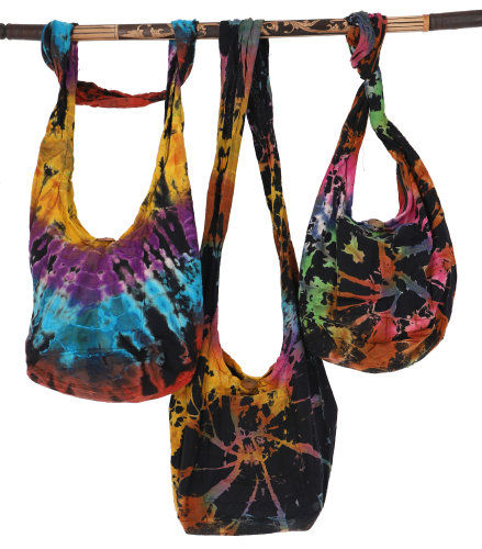 Kleiner Batik Beutel, Hippie Tasche, Goa Schulterbeutel - bunt - 30x28x15 cm 