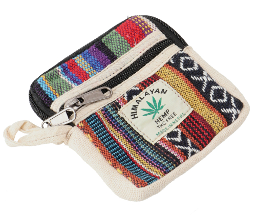 Ethno hemp wallet, patchwork wallet - colorful - 10x10x2 cm 