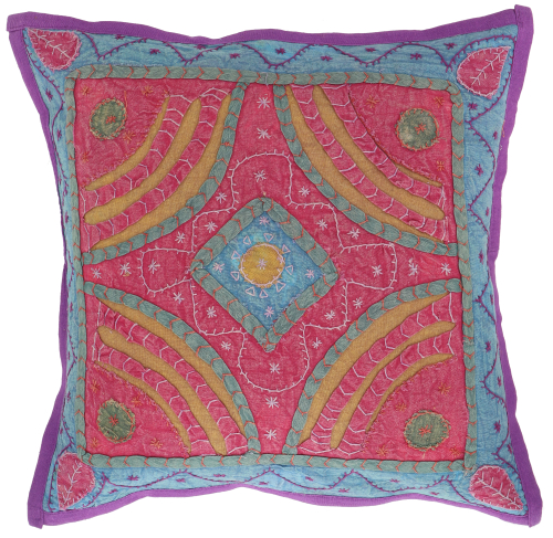 Unique patchwork decorative cushion cover, Indian boho cushion cover - purple - 40x40x0,2 cm 
