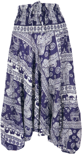 Harem pants with elephant print, overall, jumpsuit, harem pants, bloomers, aladdin pants - blue