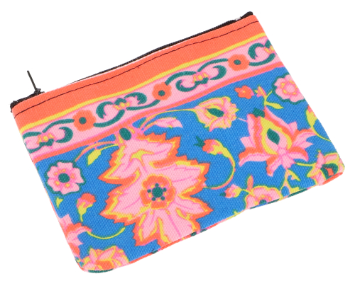 Colorful boho wallet, upcycled fabric wallet - blue/orange - 10x13x1 cm 
