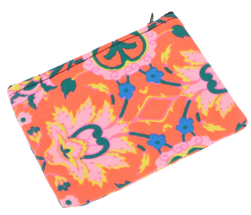 Colorful boho wallet, upcycled fabric wallet - orange - 10x13x1 cm 
