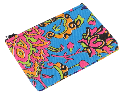 Colorful boho wallet, upcycled fabric wallet - blue/pink - 10x13x1 cm 