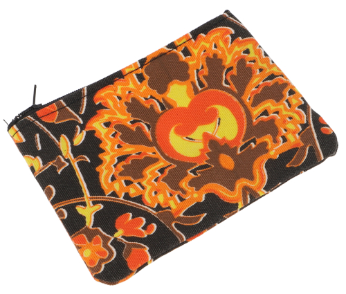 Buntes Boho Portemonnaie, upcyceling Geldbeutel aus Stoff - braun/orange - 10x13x1 cm 