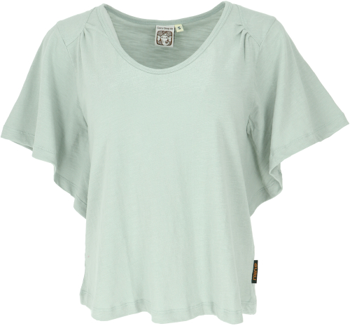Yoga T-shirt made from organic cotton, loose basic T-shirt with wide sleeves - aqua
