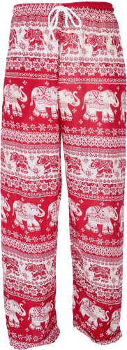 Lightweight yoga pants, tai chi pants, summer pants with elephant print - red