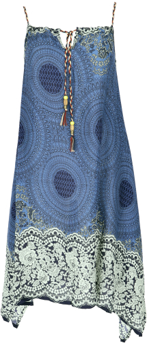 Boho dashiki midi dress, strap dress, beach dress for strong women - blue